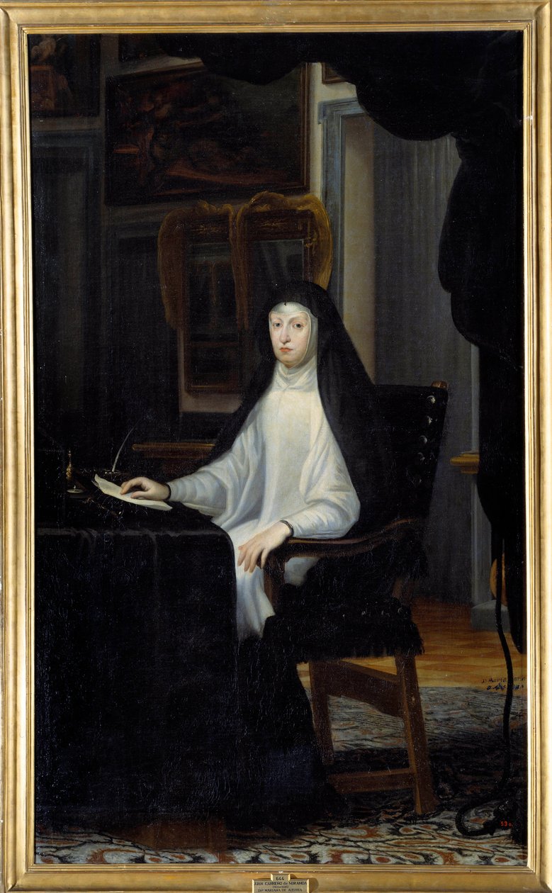 Retrato da Rainha Maria Ana da Áustria em viúva (1634 - 1696). Pintura de Juan Carreno De Miranda (1614 - 1685) Ec. Esp de Don Juan Carreno de Miranda