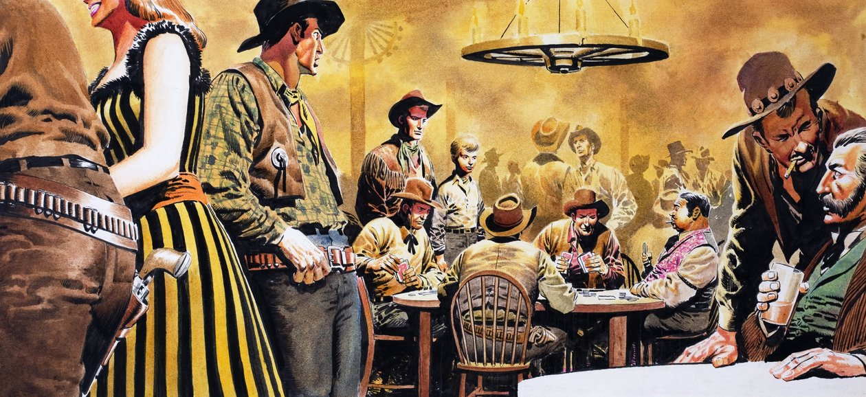 Wild West Saloon (guache sobre papel) de Don Lawrence