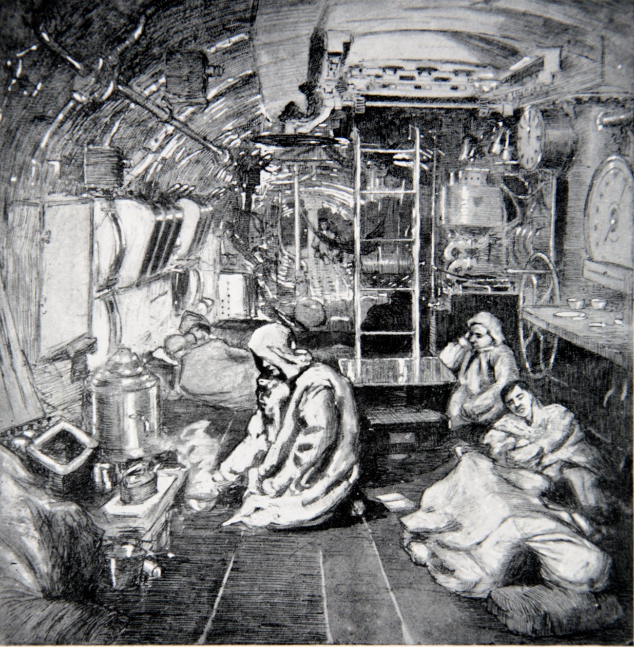 Oito sinos, meia-noite, ilustração de &39;The Naval Front&39; por Gordon S. Maxwell, 1920 de Donald Maxwell