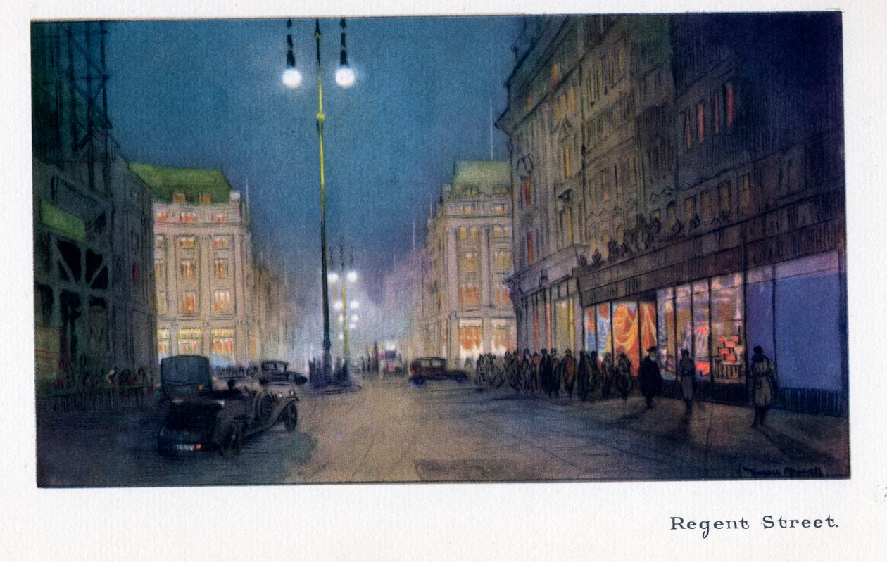 Regent Street, de "The New Lights of London", publicado em 1926 de Donald Maxwell