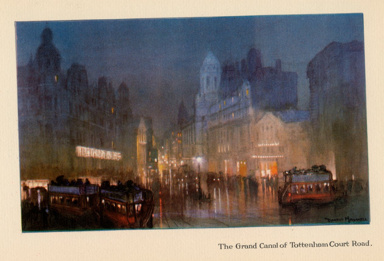 O Grande Canal de Tottenham Court Road, de "The New Lights of London", publicado em 1926 de Donald Maxwell