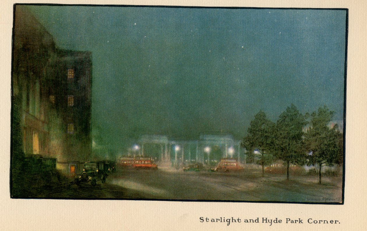 Starlight e Hyde Park Corner, de "As Novas Luzes de Londres", publicado em 1926 de Donald Maxwell