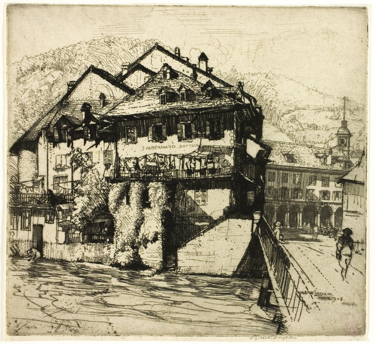 Casas no Aare, Suíça de Donald Shaw MacLaughlan