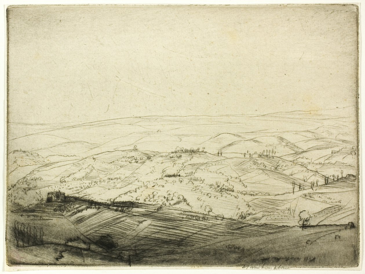 Esboço das Muralhas de San Gimignano de Donald Shaw MacLaughlan