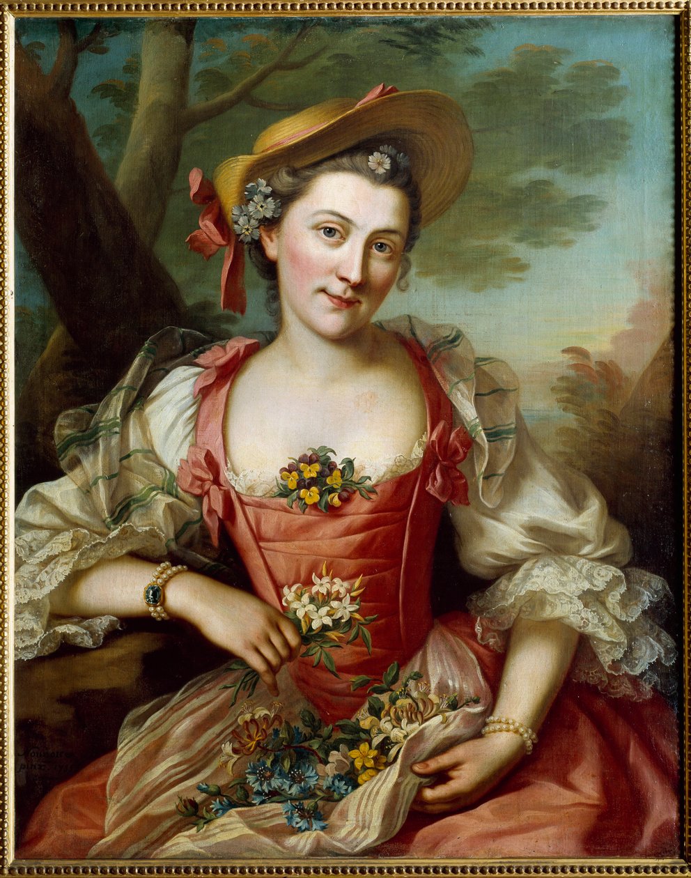 Retrato de Mulher Pintura de Donatien Honotte (1707-1785) Dijon do século XVIII, Museu de Belas Artes de Donat Nonotte