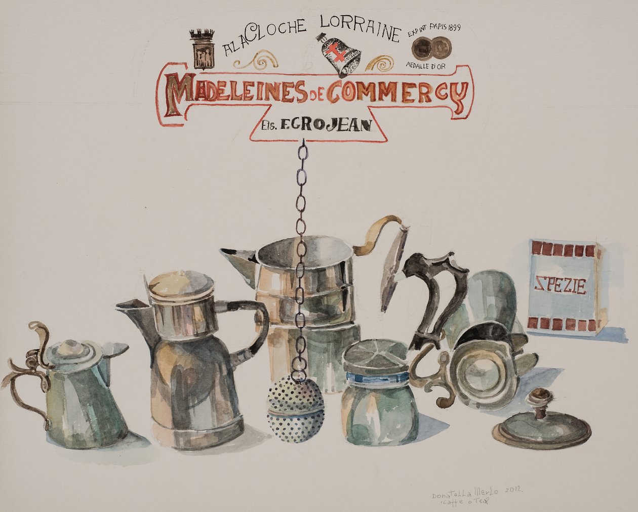Café ou Chá, 2012 (aguarela sobre papel) de Donatella Merlo