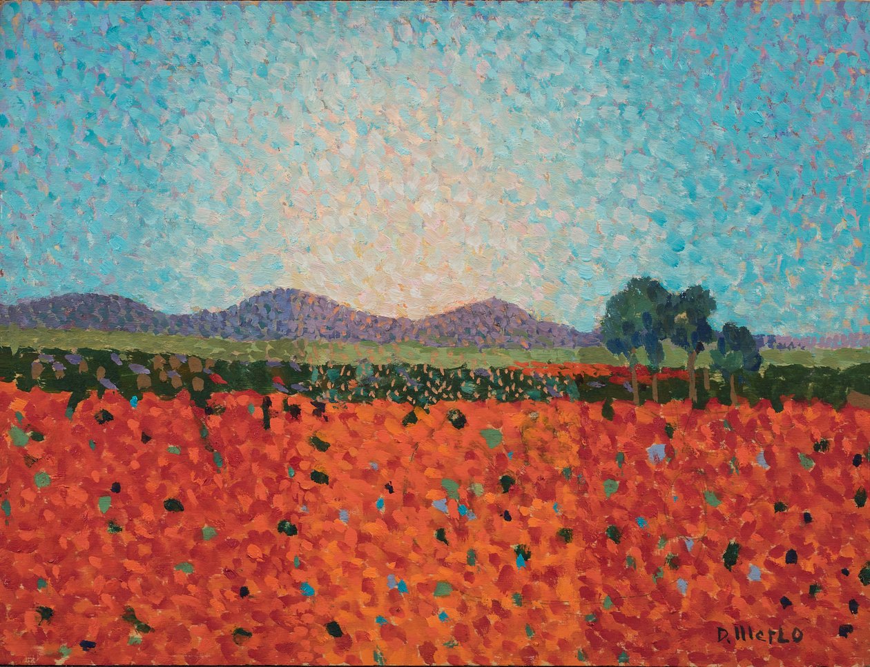 Campo de papoilas, c.1983 ou 1988 (óleo sobre cartão) de Donatella Merlo