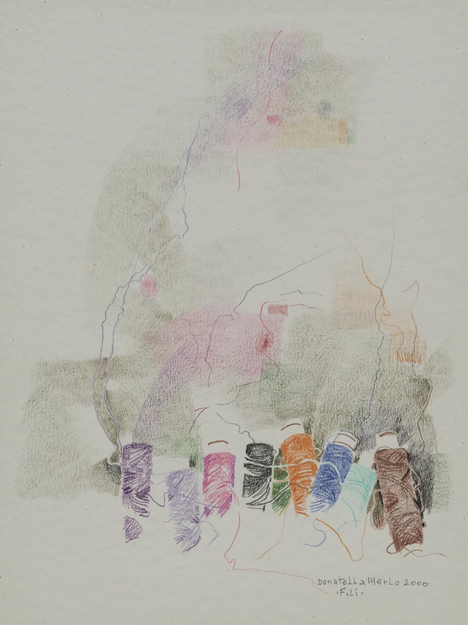 Threads, 2000 (lápis de cor sobre papel) de Donatella Merlo