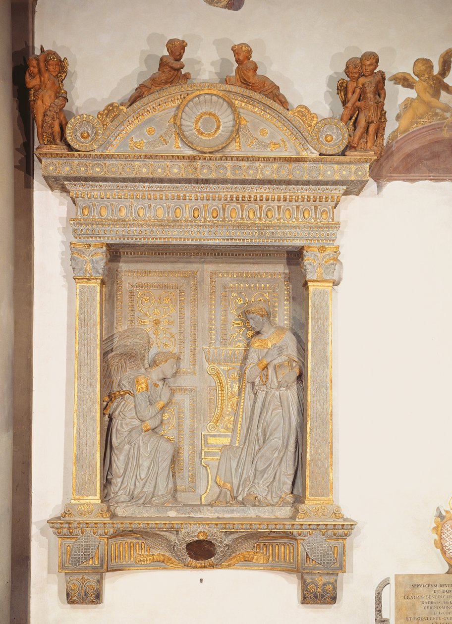 Cavalcanti Annunciation (calcário dourado) (ver também 64351) de Donatello