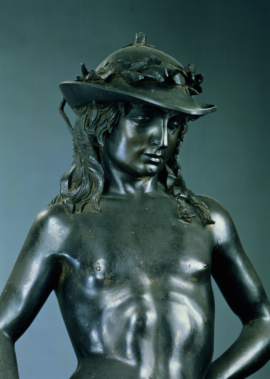David, detalhe, c.1440 detalhe de bronze de 119169 de Donatello