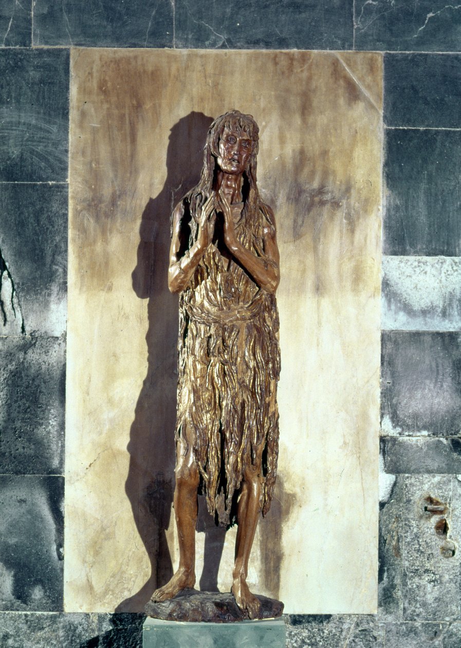 Maria Madalena, c.1455 (madeira policromada e dourada) de Donatello