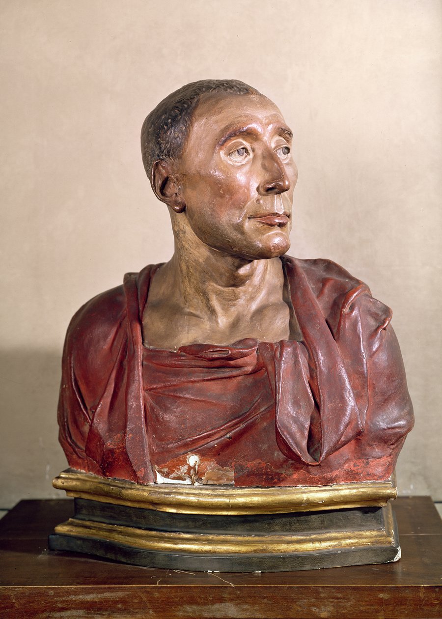 Busto de retrato do condottiere Niccolò da Uzzano (1359-1431) (terracota policromada) (ver também 100339 e 228520) de Donatello