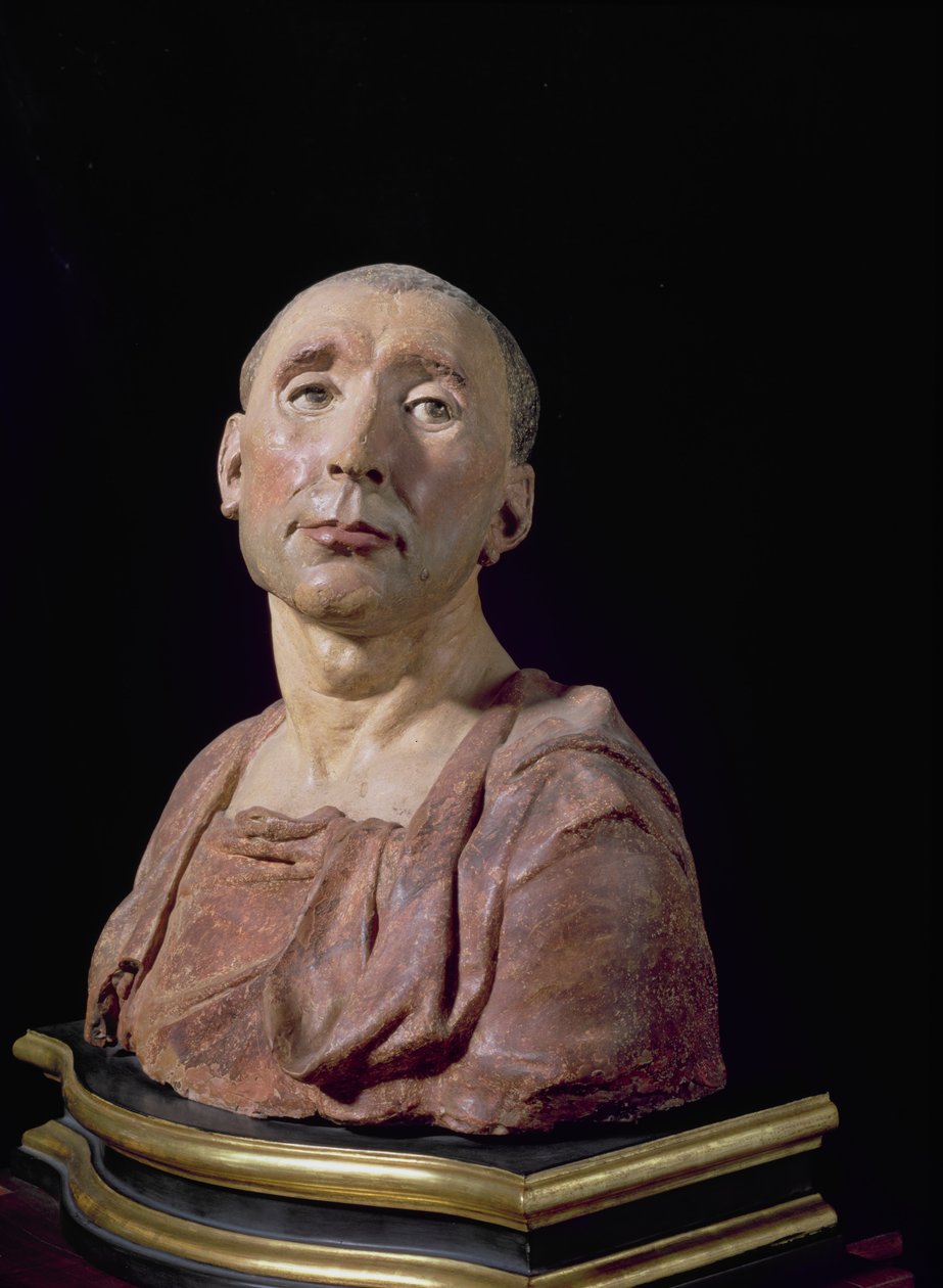 Busto de retrato do condottiere Niccolò da Uzzano (1359-1431) (terracota policromada) (ver também 85211 e 228520) de Donatello