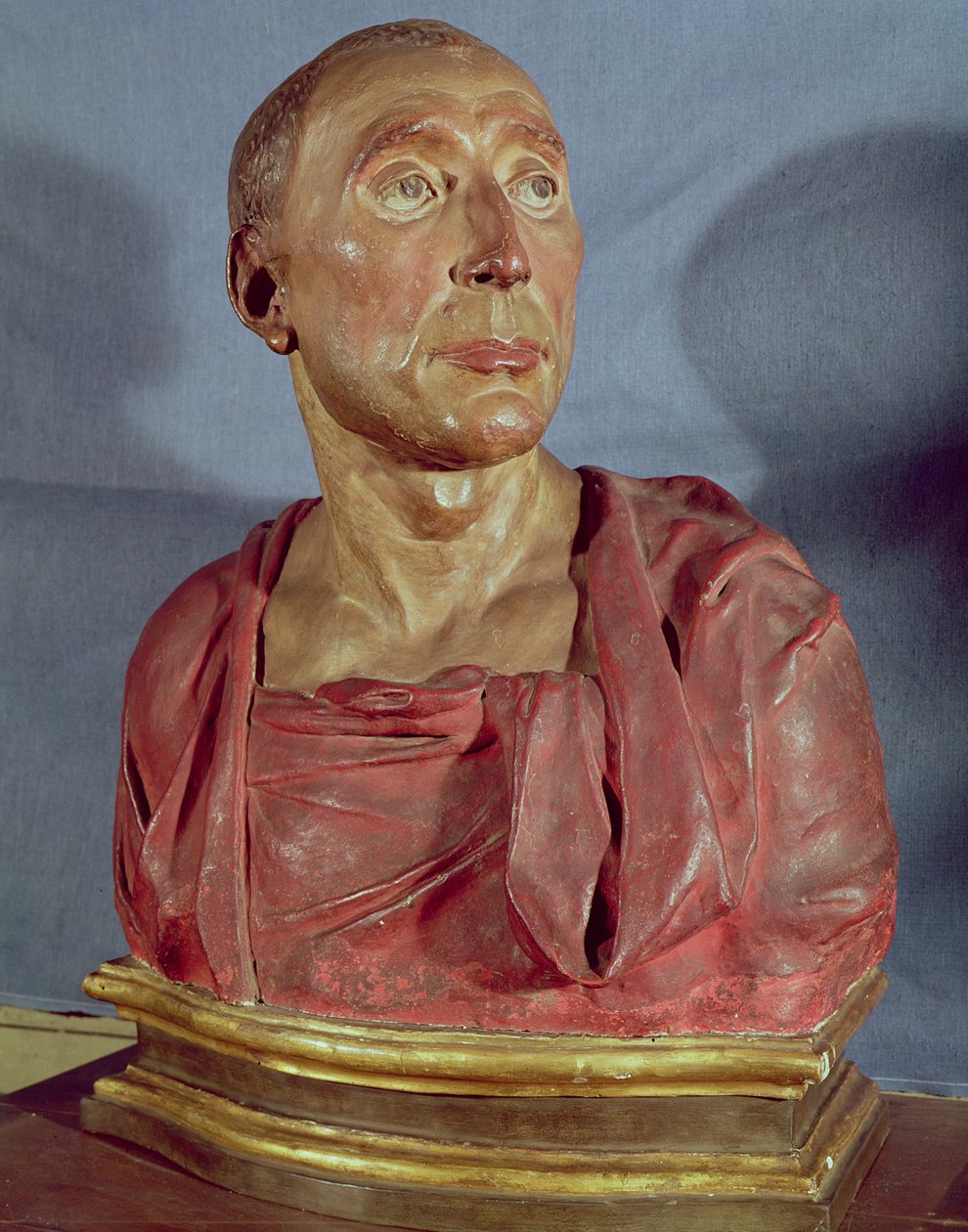 Busto de retrato do condottiere Niccolò da Uzzano (1359-1431) (terracota policromada) (ver também 85211 e 100339) de Donatello