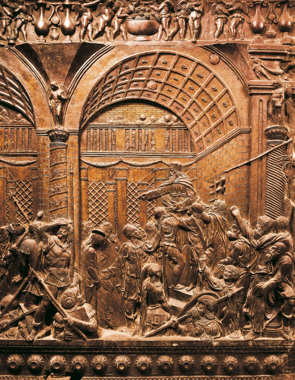 Arte renascentista (Quattrocento): Cristo toma antes de Caifhe. 1460. baixo relevo sobre o bronze) de Donatello
