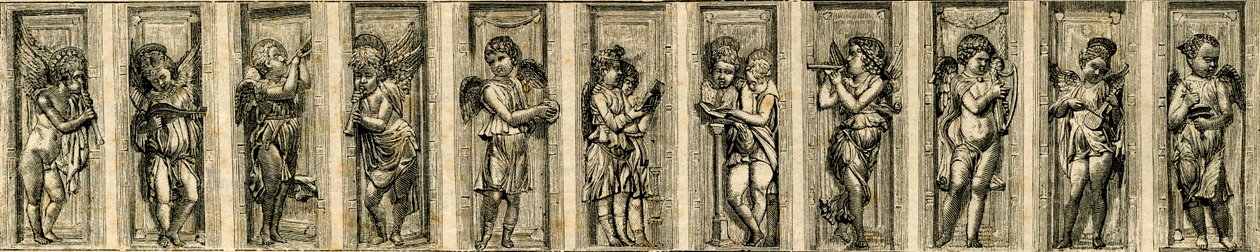 Querubins, relevos de bronze de Donatello (1386-1466), basílica de Santo António de Pádua, Pádua, Veneto, Itália de Donatello