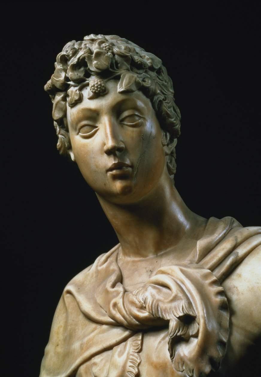 David, detalhe da cabeça, 1408 detalhe em mármore de 79334 de Donatello