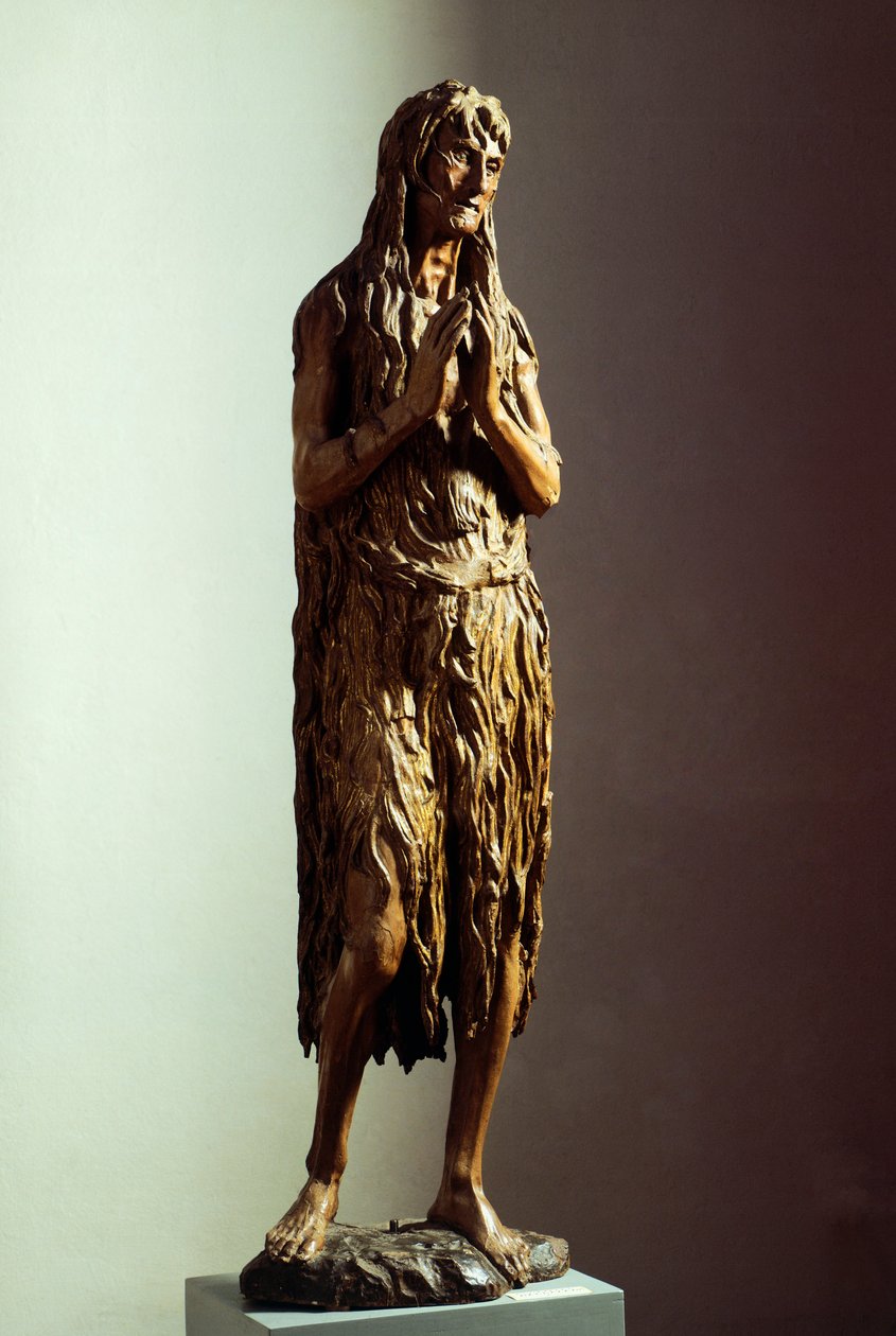 Penitente Madalena de Donatello (ca 1386-1466), estátua de madeira de Donatello