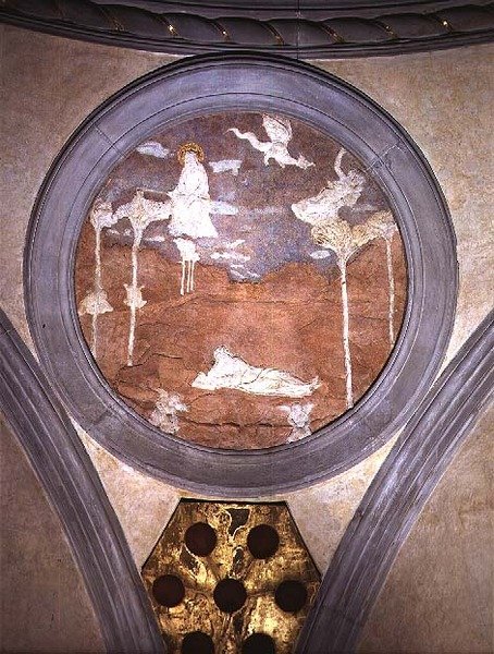 São João em Patmos, medalhão de espandarte, c.1425 (gesso) de Donatello