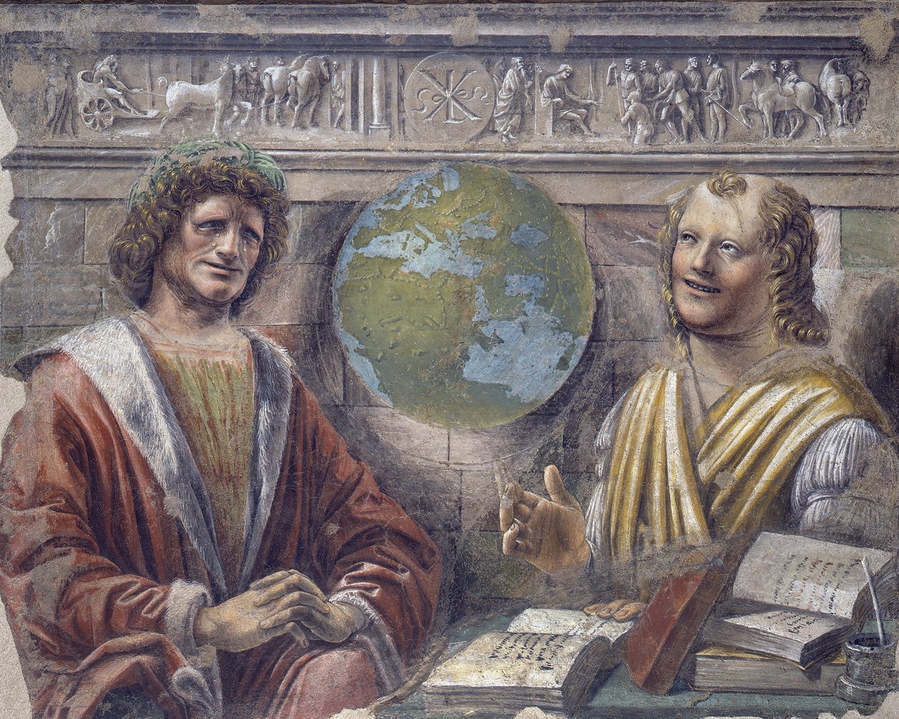 Heraclitus and Democritus, c.1486 (fresco destacado transportado em lona) de Donato Bramante