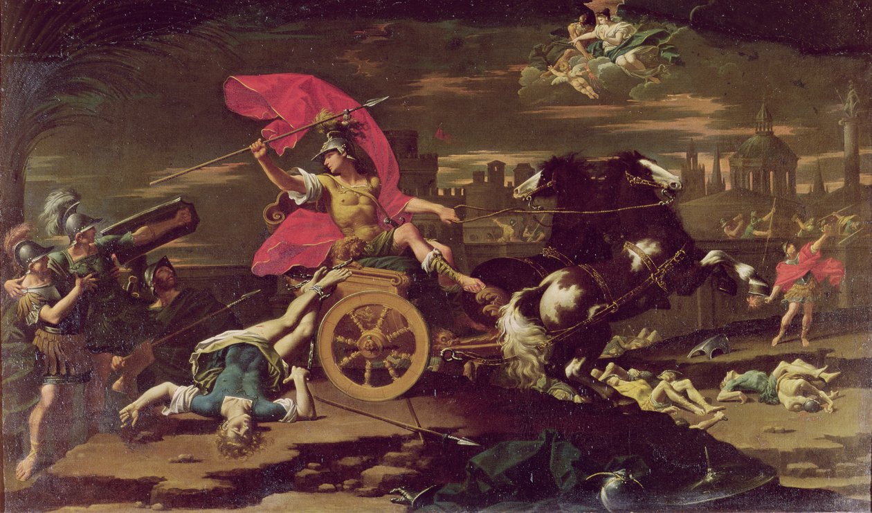 Aquiles Arrastando o Corpo de Hector ao Redor das Muralhas de Tróia de Donato Creti