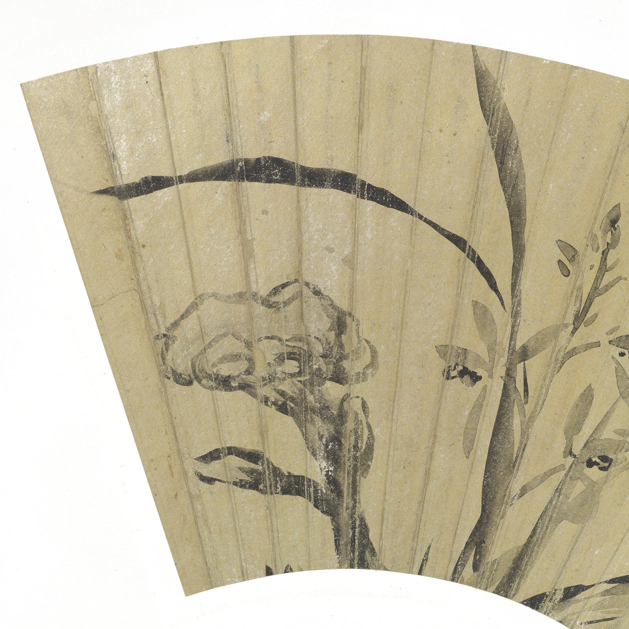 Detalhe, de, orquídeas, fungo, e, pedra, tinta, ligado, ouro, papel de Dong Qichang