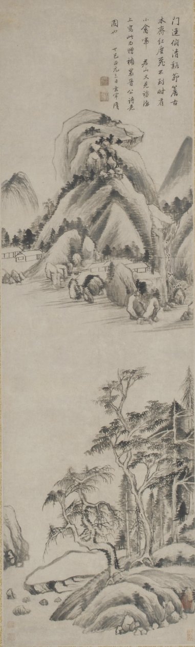 Paisagem, dinastia Ming, 1617 (tinta no papel) de Dong Qichang