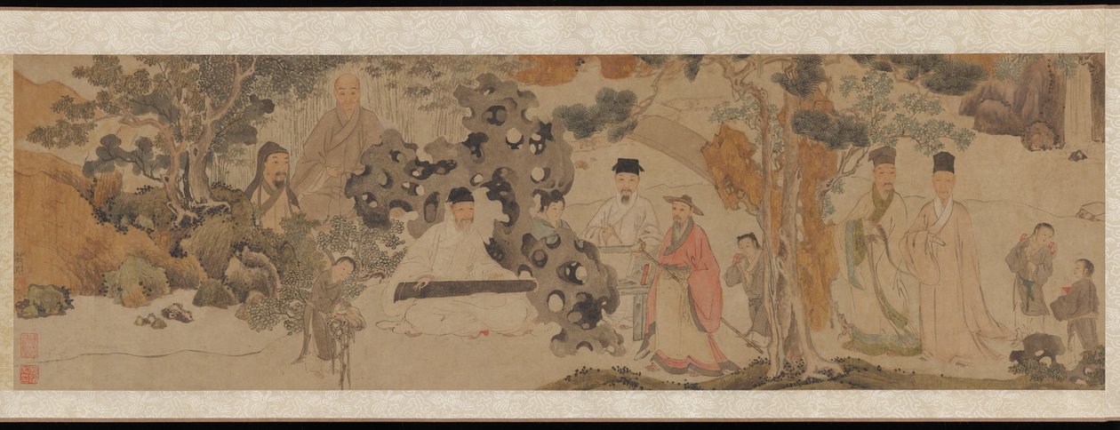 Reunião Exaltada na Floresta Verde, c.1620 (tinta e cor no papel) de Dong Qichang