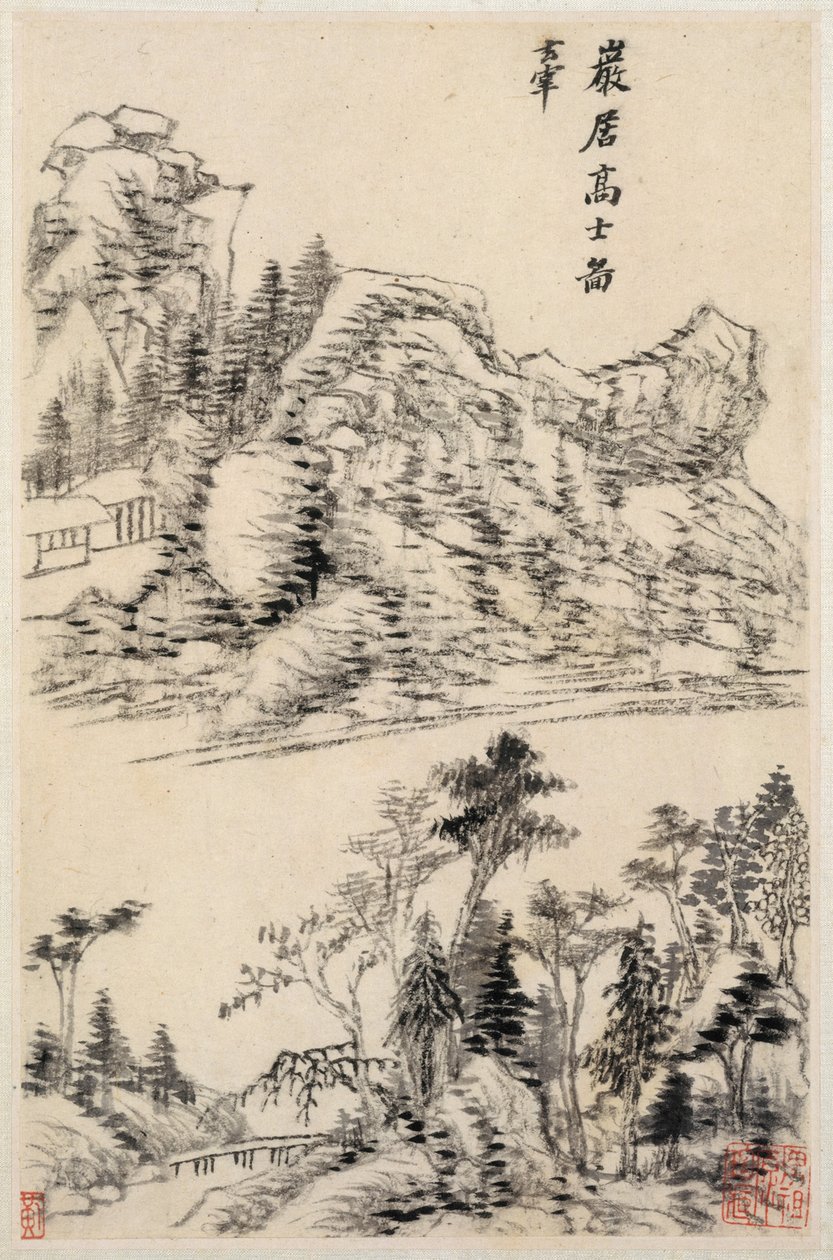 Paisagens inspiradas nos antigos mestres de Dong Qichang
