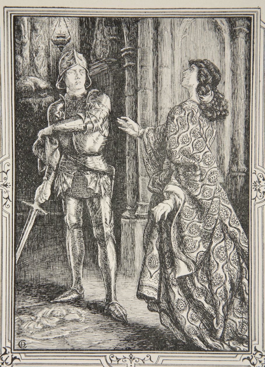 Afaste de você aquela espada, ilustração de &39;Histórias do Rei Arthur e a Mesa Redonda&39; de Beatrice Clay, 1a Edição, 1905 de Dora Curtis