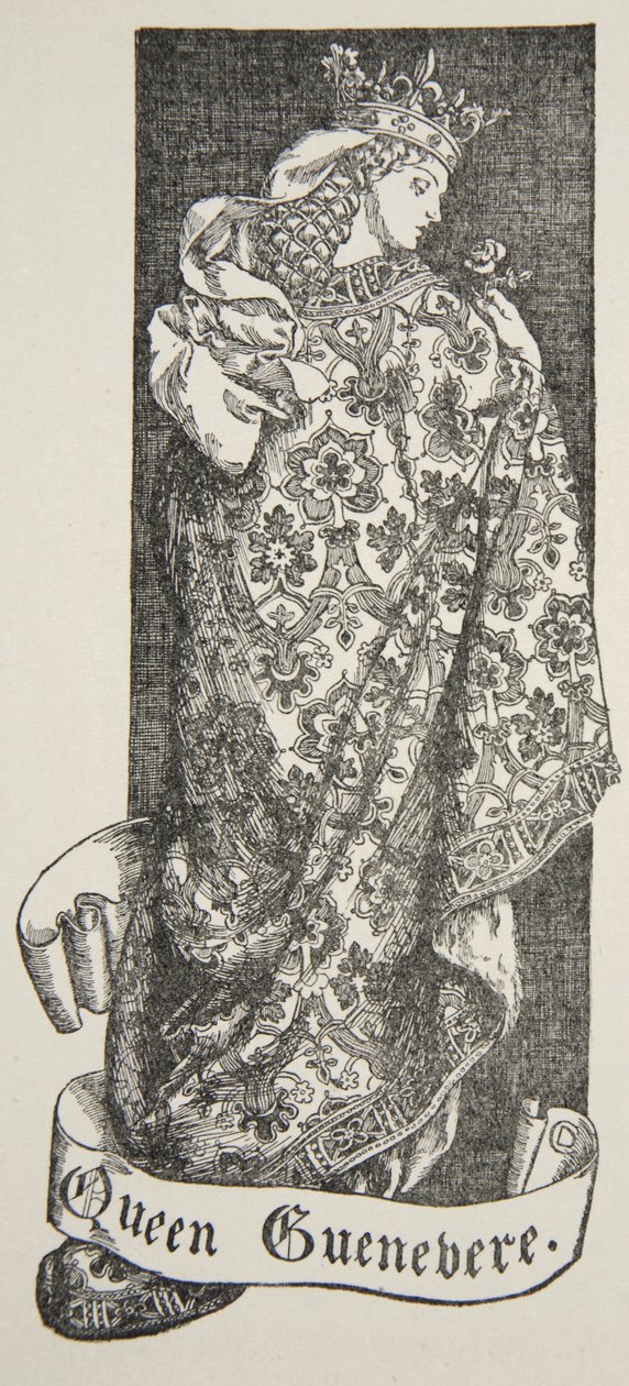 Rainha Guenevere, ilustração de "Histórias do Rei Arthur e da Mesa Redonda", de Beatrice Clay, 1ª Edição, 1905 de Dora Curtis