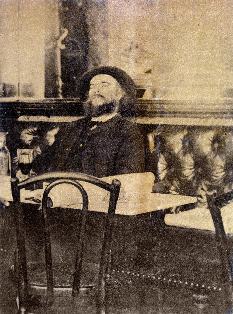 Verlaine no café, bebendo absinto de Dornac