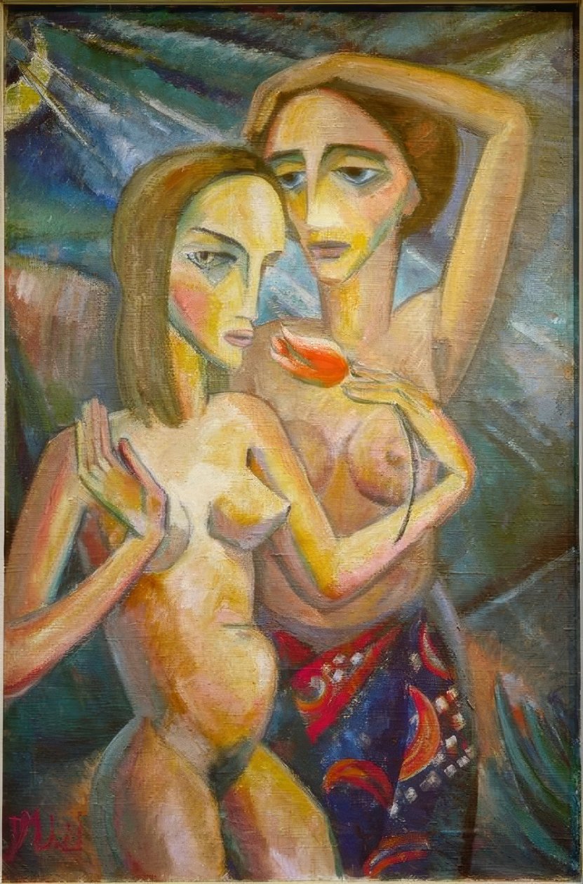 Duas meninas com tulipa de Dorothea Mätzel Johannsen