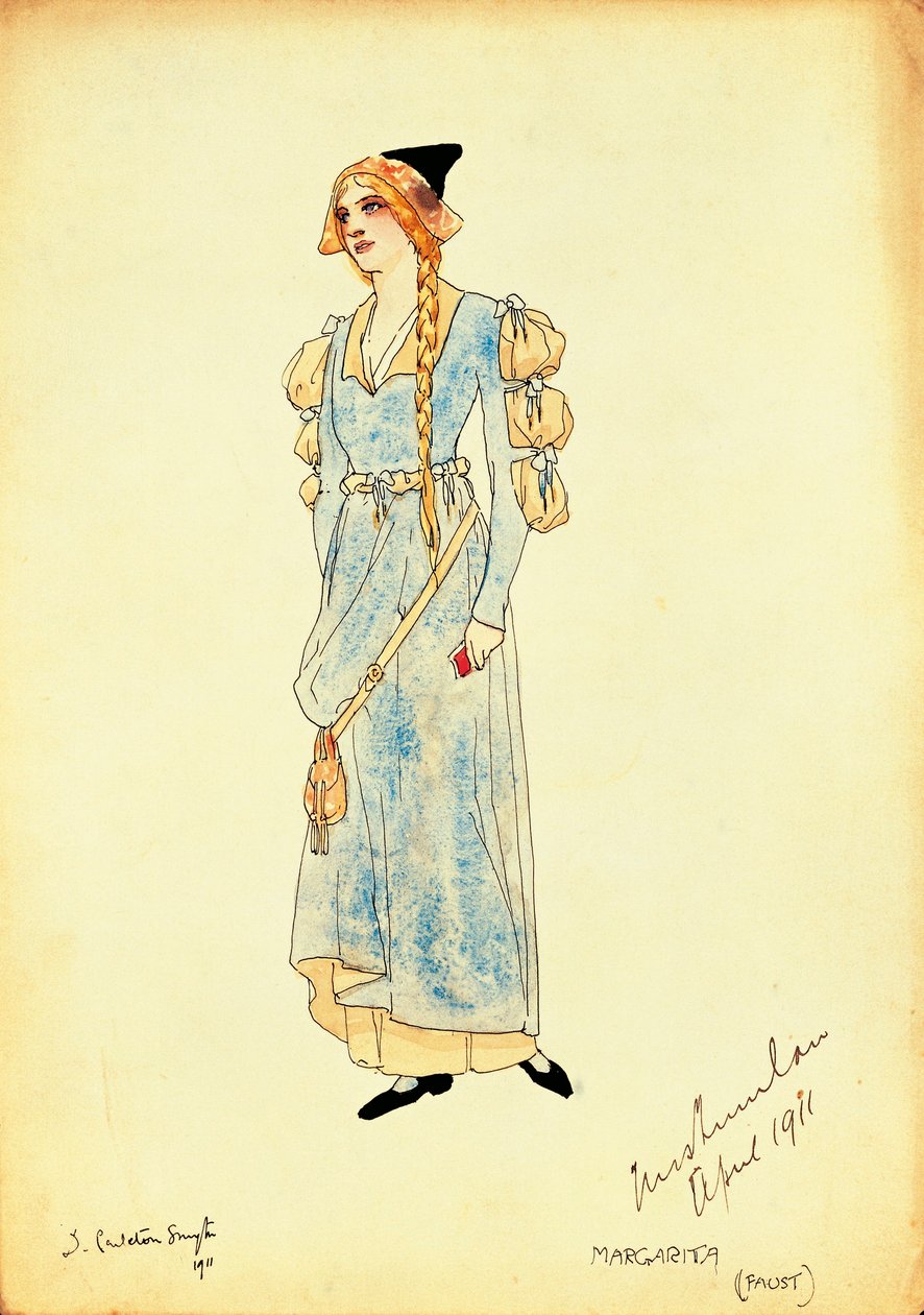 Esboço de vestuário para Marguerite para performance Faust, de Carleton Smyth de Dorothy Carleton Smyth