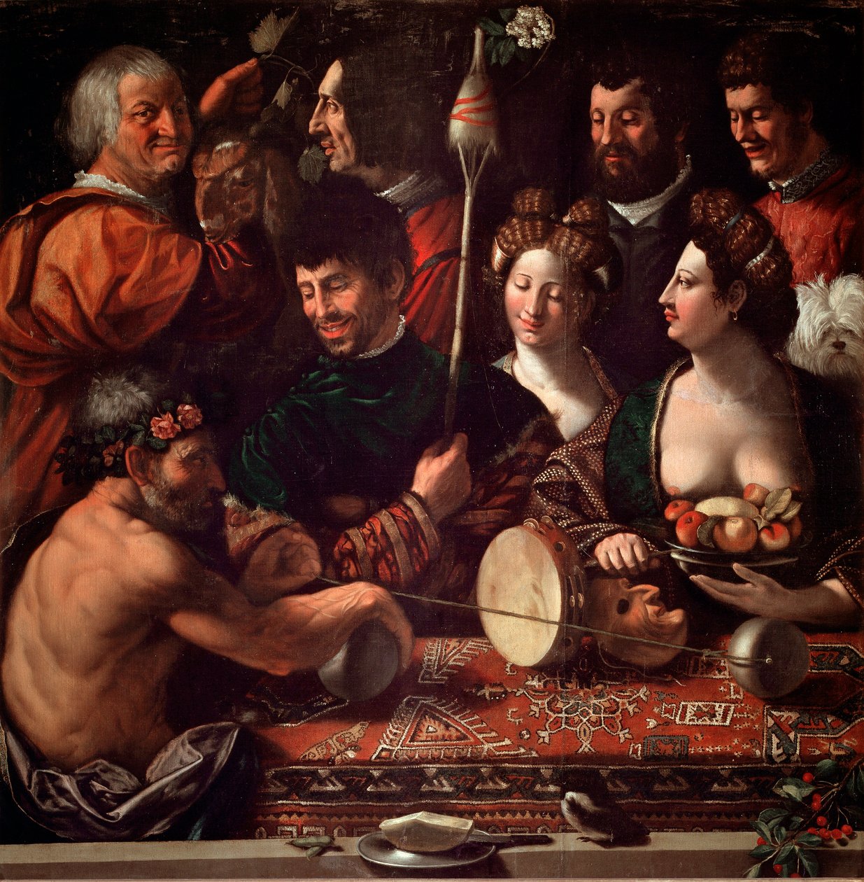 Bambocciata (pintura burlesca). Feitiçaria ou alegoria de Hércules. Pintura de Giovanni Luteri dit Dosso Dossi (c.1479-1542). Sol do século XVI. 143x144 cm Galleria degli Uffizi (Escritórios), Florença, Itália. de Dosso Dossi