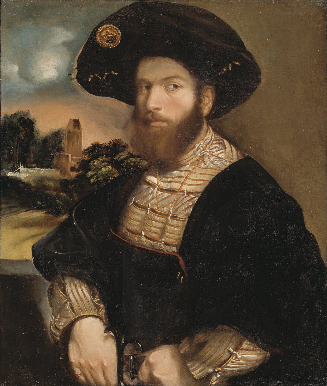Retrato de um homem vestindo uma boina negra, c.1530 de Dosso Dossi
