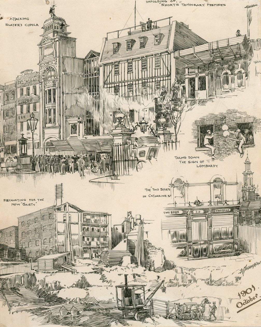 Esboços de Londres de outubro de 1901 (gravura) de Douglas Macpherson