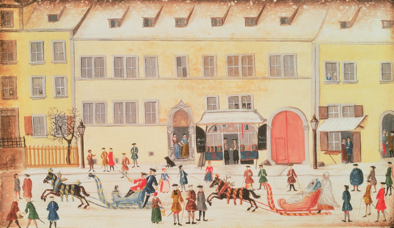 Eger 1451 f.26v Cena de inverno em Nuremberg (aquarela) de Dr. J.C. Birckner