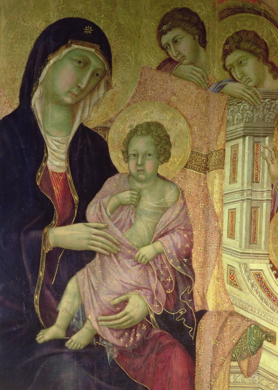 Maesta: Madonna and Child, 1308-11 (detalhe de 5543) de Duccio di Buoninsegna