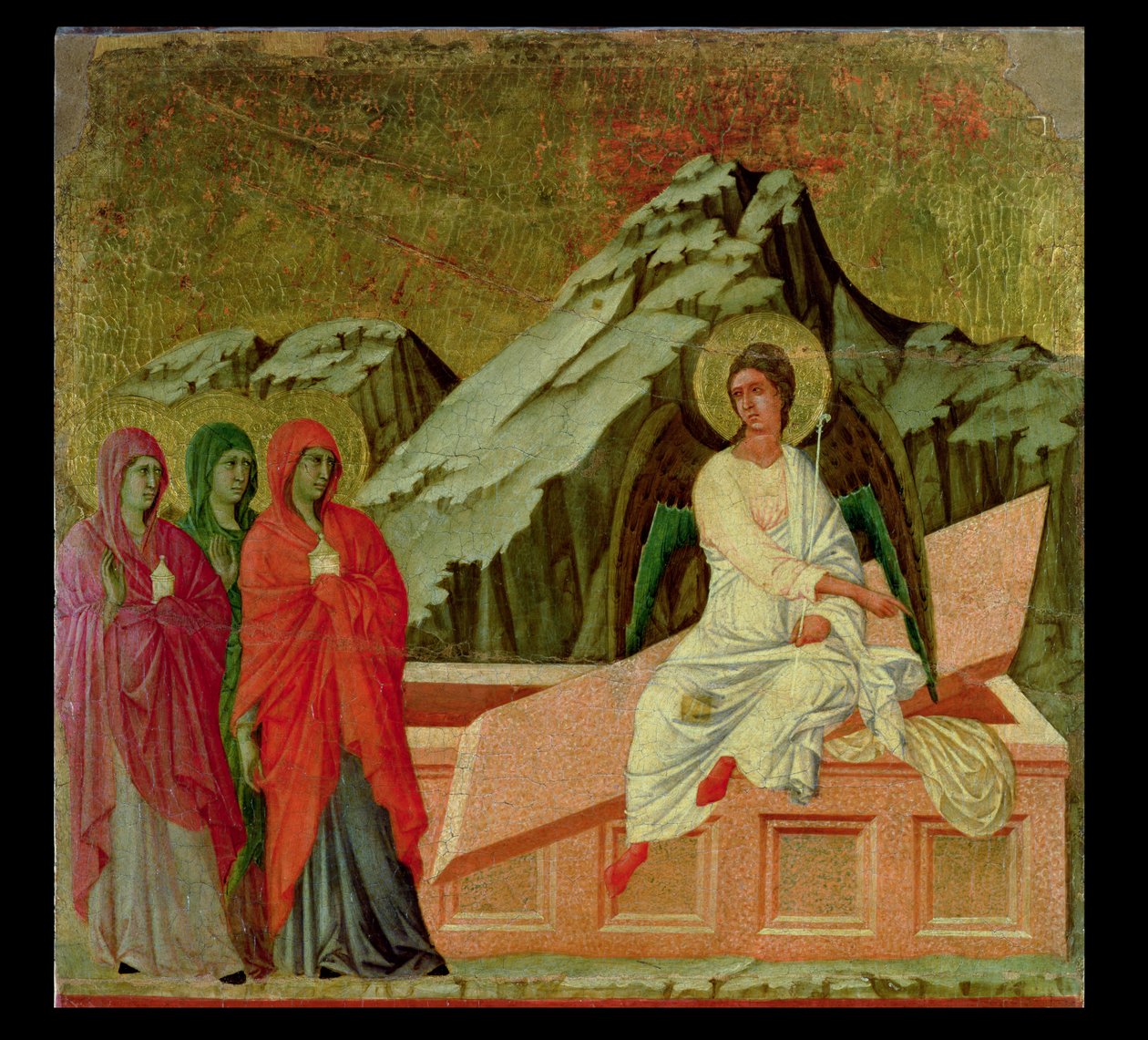 Maesta: As Três Marias no Túmulo de Cristo, 1308-11 de Duccio di Buoninsegna