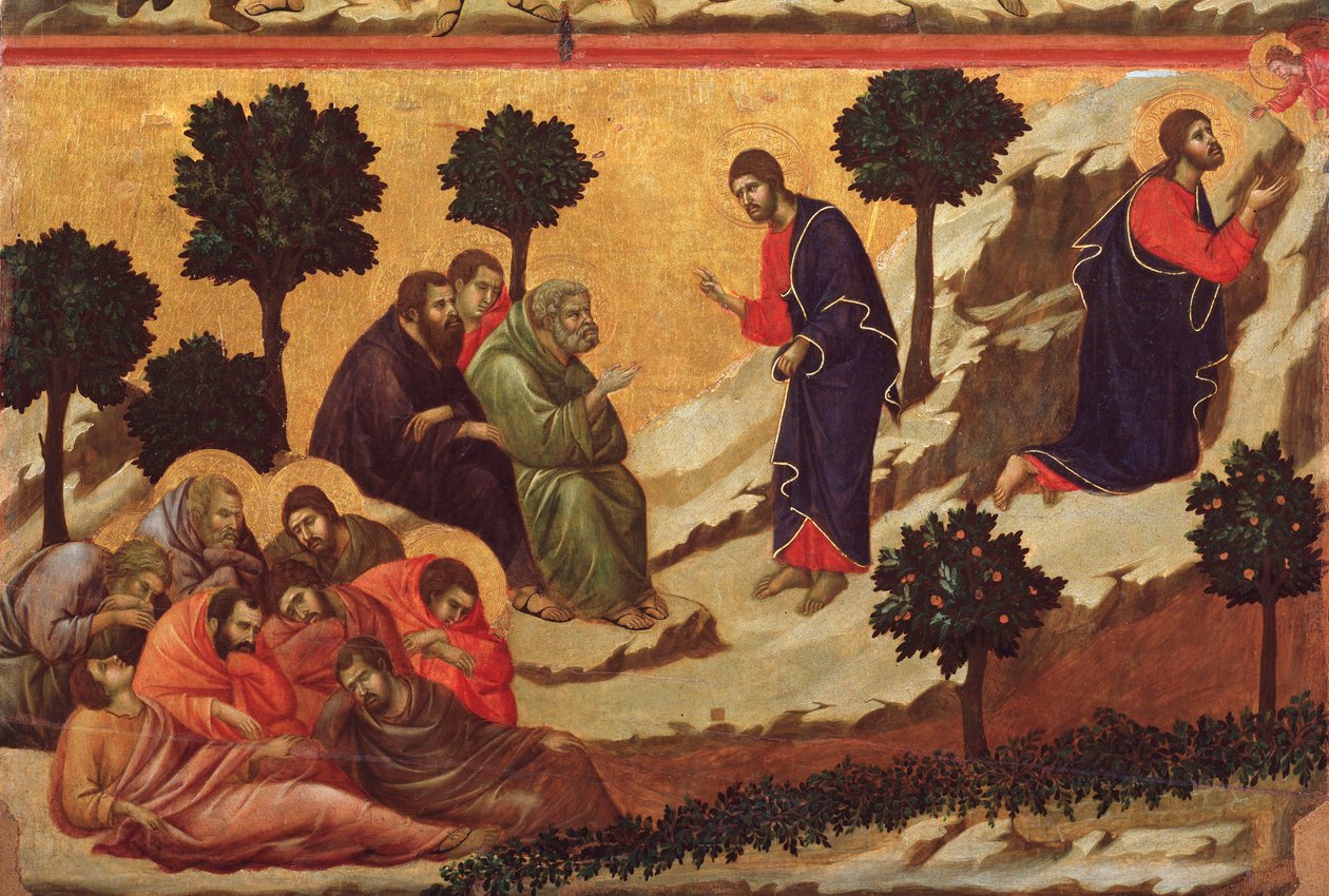 Agonia no jardim. retábulo da Maesta (tempera sobre madeira de Duccio di Buoninsegna