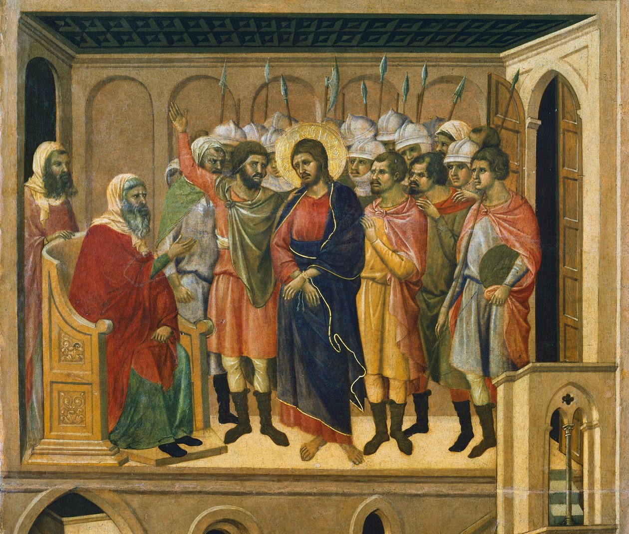 Cristo Diante do Sumo Sacerdote, detalhe do azulejo de Episódios da Paixão e Ressurreição de Cristo, superfície invertida de Maesta