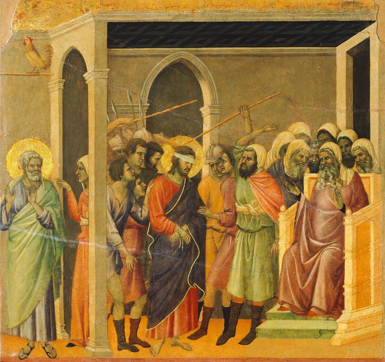 Cristo zombado (Cristo percosso), detalhe, recto do Maestà de Duccio di Buoninsegna