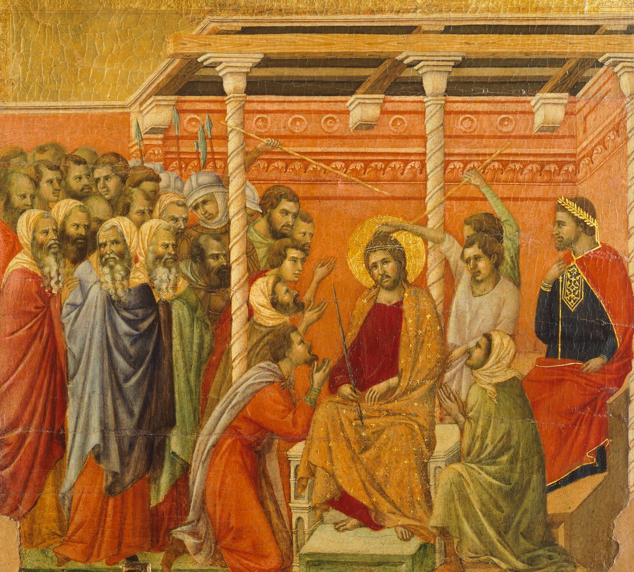 Coroação com espinhos, detalhe de azulejos de Episódios da Paixão e Ressurreição de Cristo, superfície invertida de Maesta