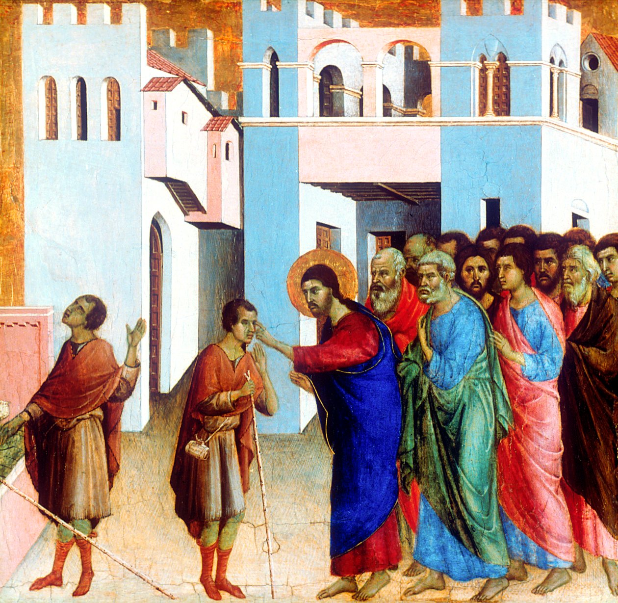 Jesus abre os olhos do homem nascido cego, 1311 de Duccio di Buoninsegna