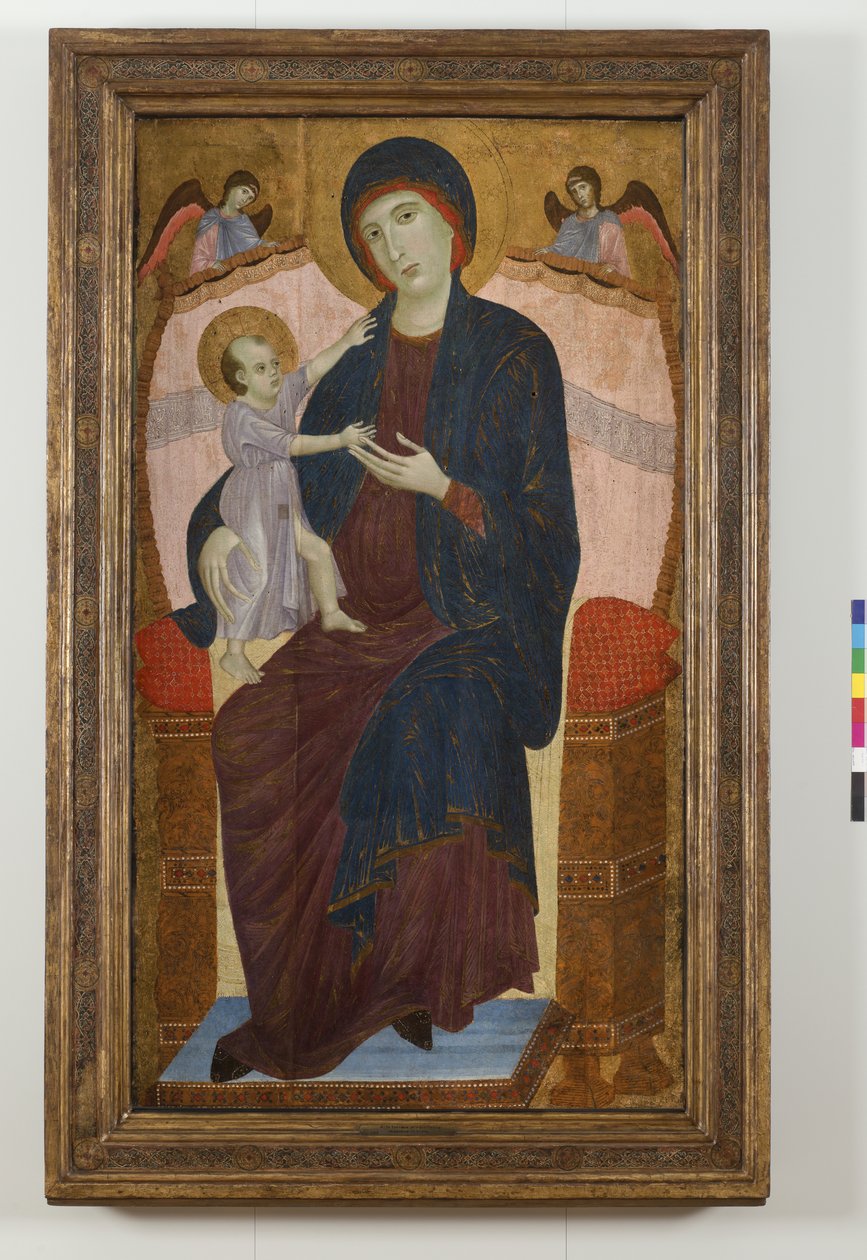 Madonna e Criança Entronizada e Anjos, 1280-85 de Duccio di Buoninsegna
