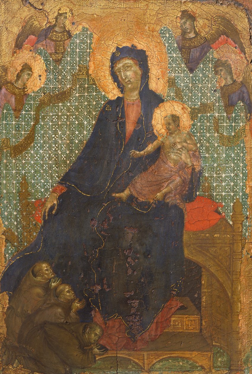 Madona dos Franciscanos, de Duccio di Buoninsegna (ca 1255 - pré-1319), tempera sobre madeira, 235x16 cm de Duccio di Buoninsegna