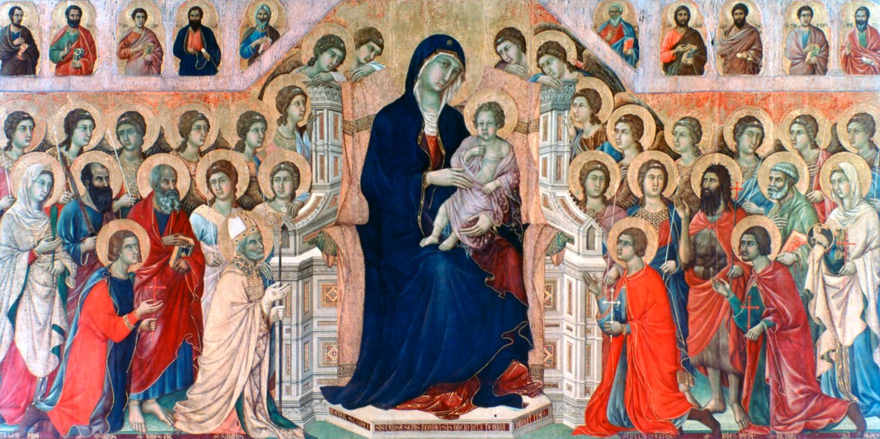 Maestà, Madonna com anjos e santos, 1308-1311 de Duccio di Buoninsegna