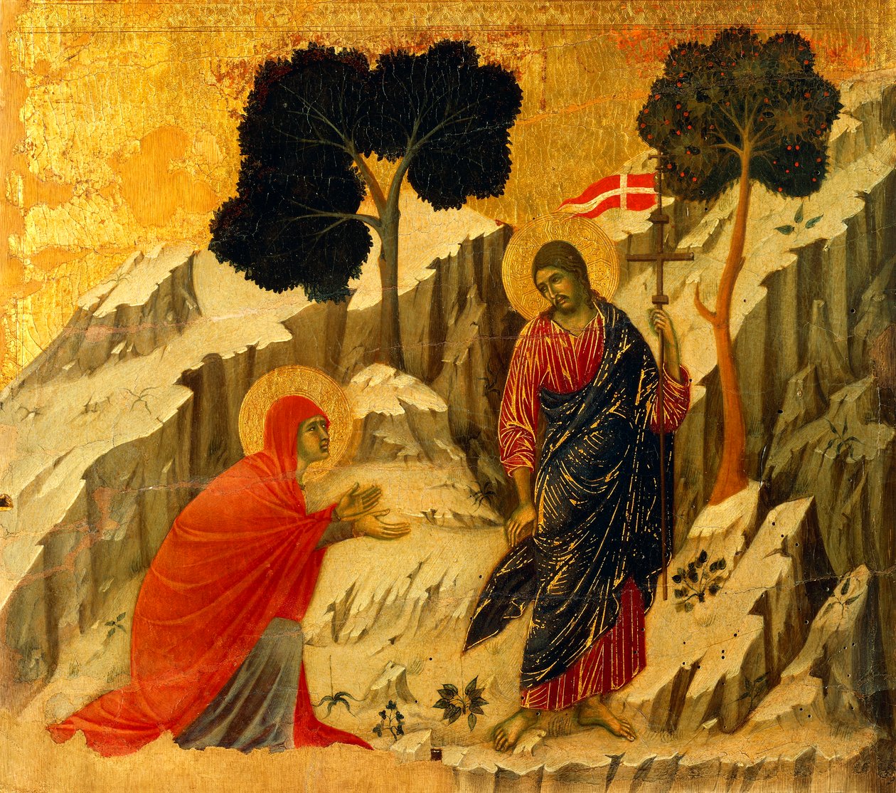 Noli Me Tangere (não me toque), detalhe de azulejo de Episódios da Paixão e Ressurreição de Cristo, superfície invertida de Maesta