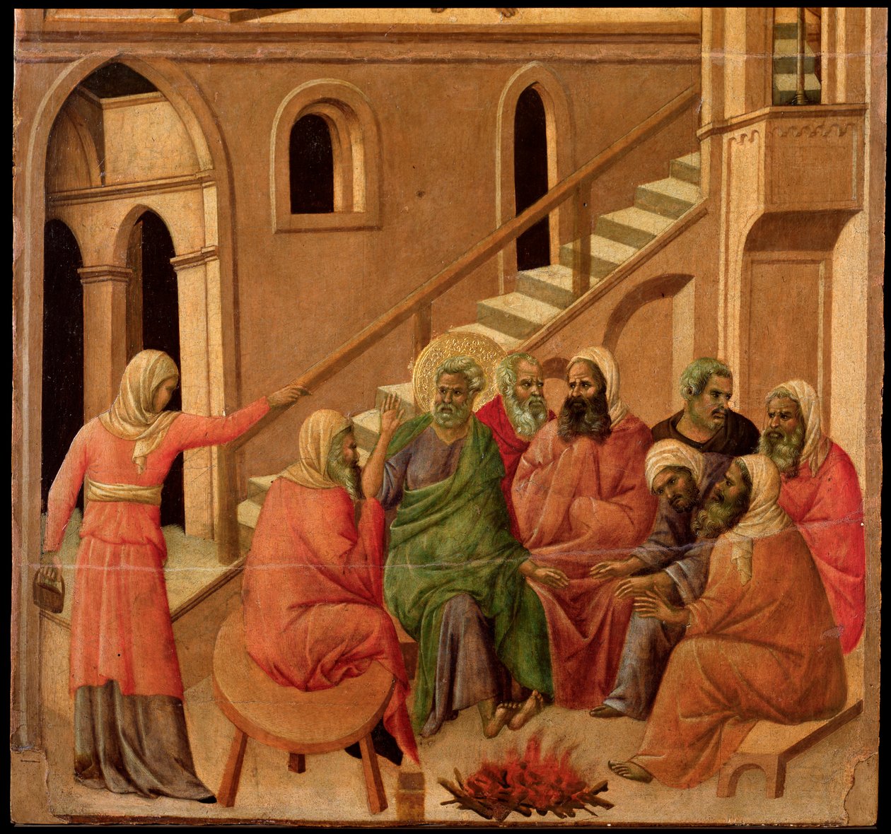 A negação do Peter. O retábulo da Maesta (tempera e ouro sobre madeira de Duccio di Buoninsegna